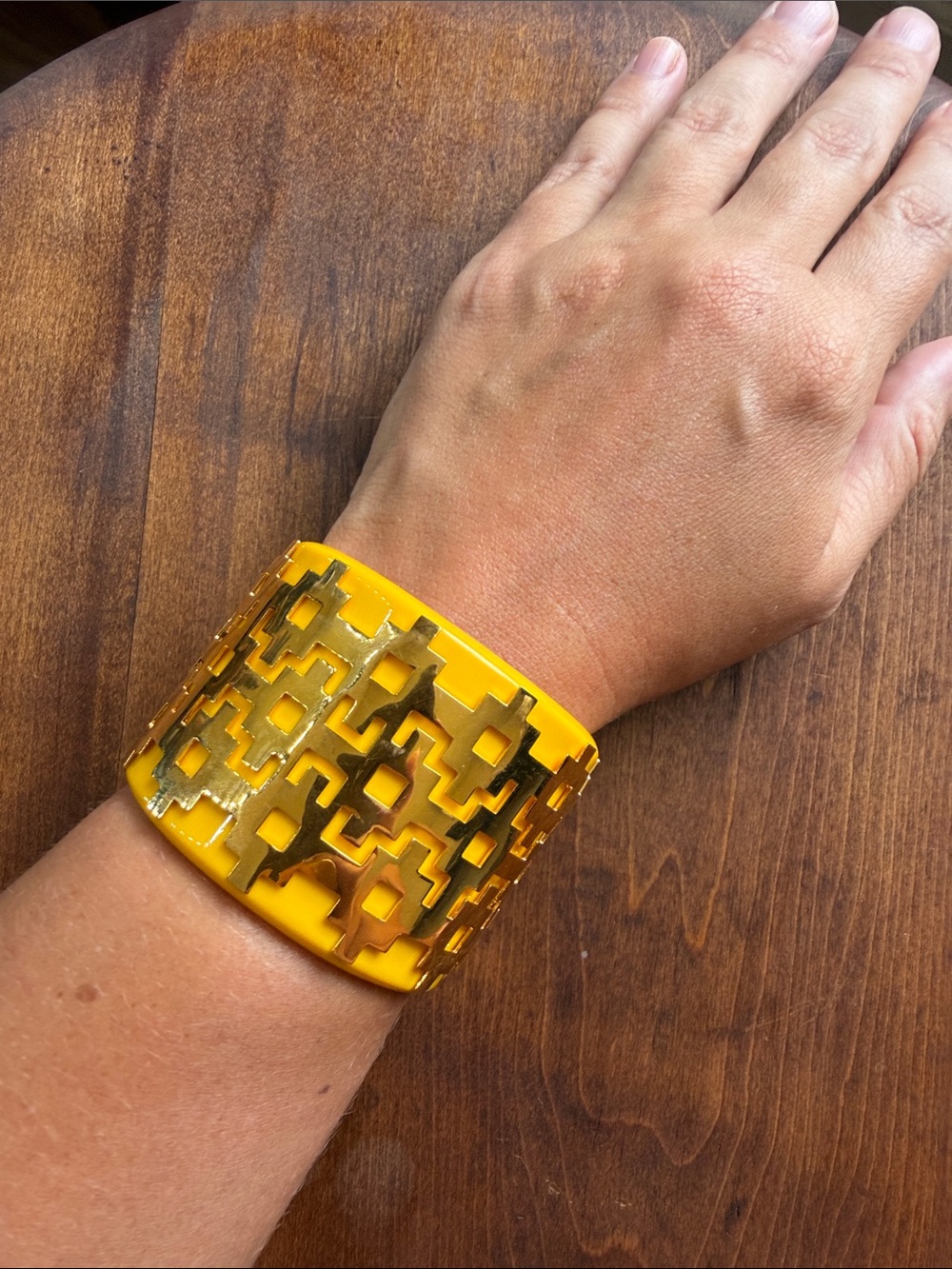 vintage Tory Burch Pierced T Resin Cuff Bracelet